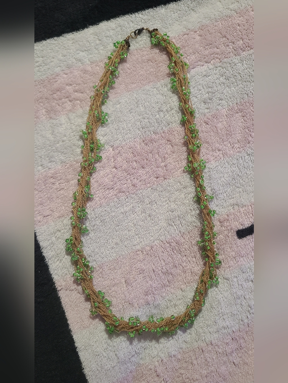Green Seaweed Seed Bead Necklace